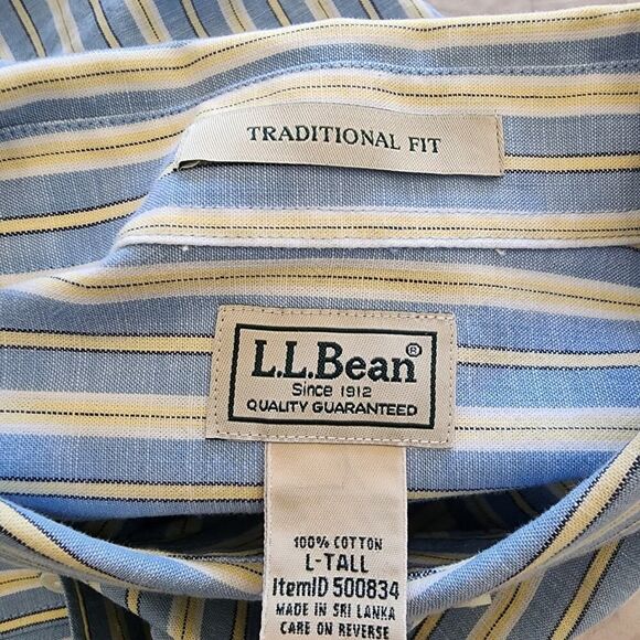 L.L. Bean Traditional Fit striped long sleeve button front shirt size L‎ Tall LT - Picture 4 of 5
